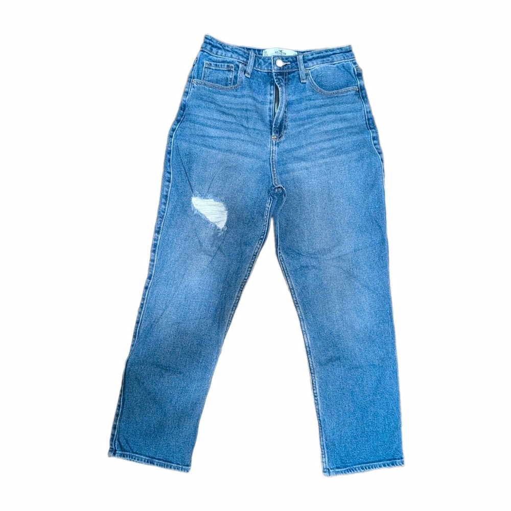 Hollister Curvy Ultra High Rise Vintage Straight Jeans Women's 3S Distressed